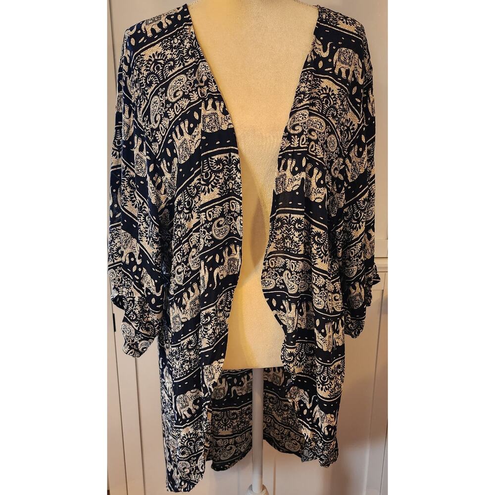 Choies Women's Elephant Pattern kimono Cardigan Cover Up Size XL